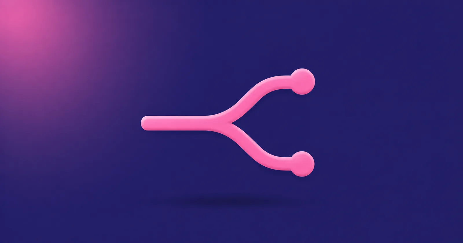Pink forking path icon, representing the choice between a fractional marketing leader and a full-time hire