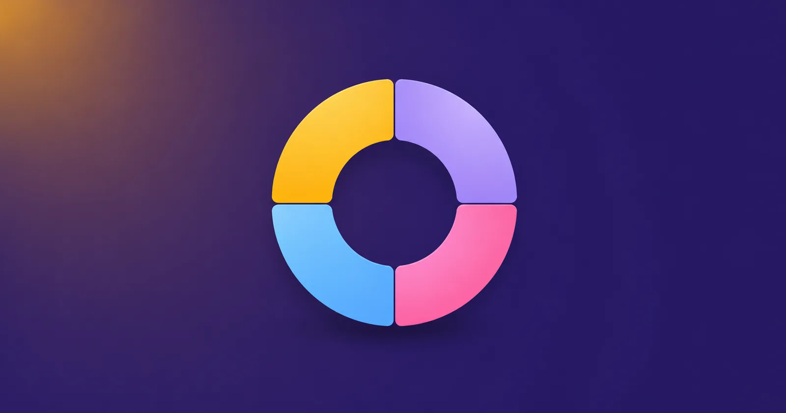 Amber four-segment donut chart, representing multi-touch marketing attribution